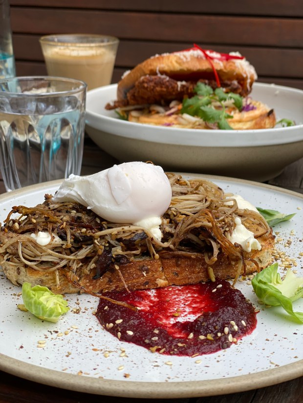 Mushroom toast at Brighton Schoolhouse in Melbourne, Australia