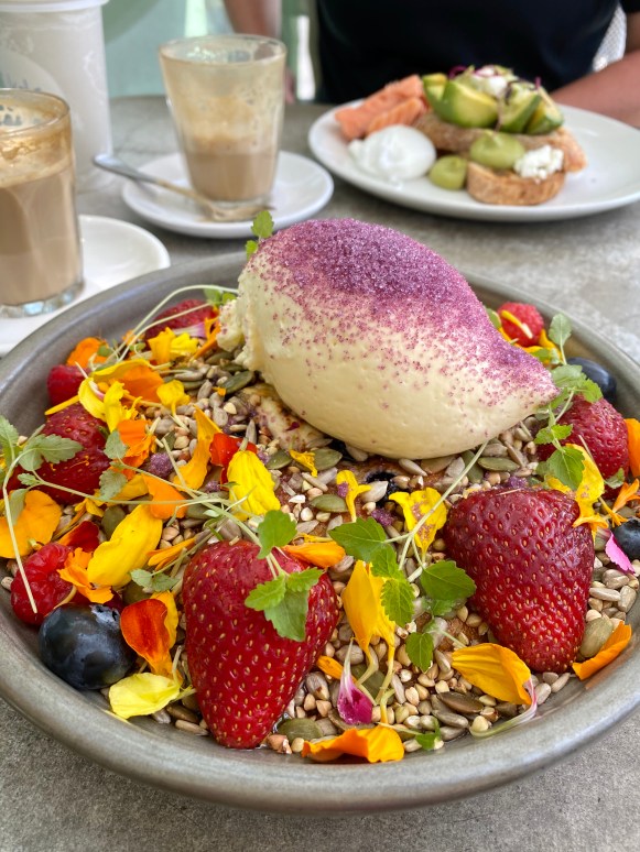 Blueberry ricotta hotcake at Kettle Black in Melbourne, Australia