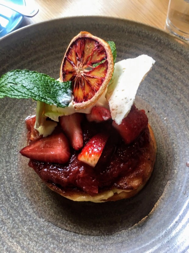 Strawberry hotcake from Proud Mary in Melbourne, Australia